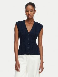 Tommy Hilfiger Kardigan Mid Gg Cable WW0WW50075 Granatowy Regular Fit. Niebieskie kardigany damskie Tommy Hilfiger, s, bez wzorów, z bawełny. Za 529.99 zł.