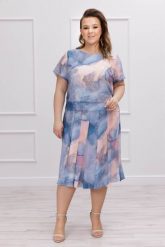 Szyfonowa sukienka Morena w błękitno-różowy marmurkowy print XXL OVERSIZE LATO. Czerwone sukienki damskie Moda Size Plus Iwanek, bez wzorów, z elastanu, bez ramiączek. Za 329.00 zł.