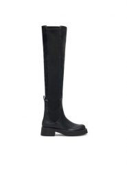 Desigual Muszkieterki 24WSTP04 Czarny. Czarne kozaki damskie Desigual, ze skóry, bez obcasa, na płaskiej podeszwie, bez zapięcia. Za 559.99 zł.