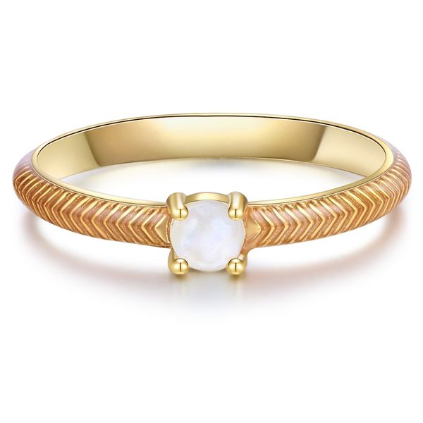 Glanzstücke München Srebrny pierścionek srebro wysokiej próby Kamień księżycowy żółte złoto Pierścionki 1 ct Damski. Szare pierścionki damskie Glanzstücke München, z kamieniem księżycowym, srebrne. Za 119.99 zł.