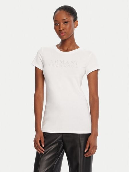 Armani Exchange T-Shirt XW001349 AF17173 U0002 Biały Regular Fit. Białe t-shirty damskie Armani Exchange, xxl, bez wzorów, z bawełny, bez kołnierzyka. Za 249.78 zł.