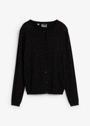 Kardigan z kryształkami. Czarne kardigany damskie bonprix, bez wzorów, z wiskozy. Za 149.99 zł.