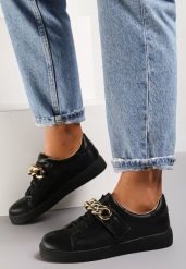 Czarne Sneakersy Amathista. Czarne obuwie sportowe damskie Renee, przed kostkę, bez zapięcia. Za 89.99 zł.