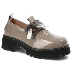 Szare Półbuty S.Barski Wygodne Buty Damskie. Szare półbuty damskie S.BARSKI, na wiosnę, bez wzorów, ze skóry ekologicznej, bez obcasa, na płaskiej podeszwie, bez zapięcia. Za 199.00 zł.