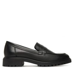 Mokasyny Tamaris. Czarne mokasyny damskie Tamaris, bez obcasa. Za 299.99 zł.