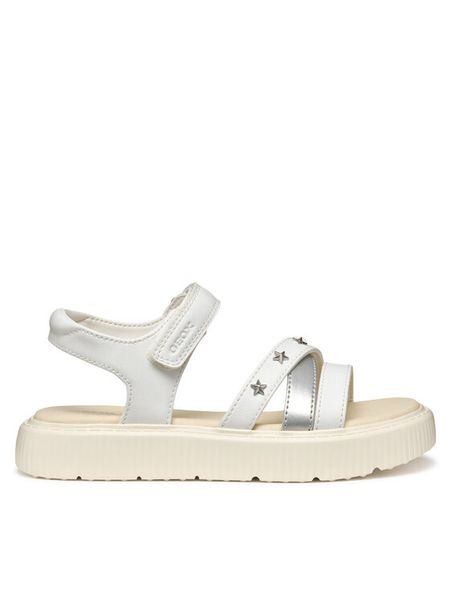 Geox Sandały J Kodette Gir J45DBI 000BC C0007 S Biały. Białe sandały dziewczęce Geox, ze skóry, bez obcasa, bez zapięcia. Za 269.99 zł.