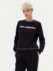 KARL LAGERFELD Bluza A2W20066 Czarny Regular Fit. Czarne bluzy damskie KARL LAGERFELD, xl, bez wzorów, z bawełny, bez kaptura. Za 699.99 zł.