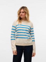 Vero Moda Sweter w kolorze kremowo-błękitnym rozmiar: L. Brązowe swetry klasyczne damskie Vero Moda, l, ze splotem, bez kołnierzyka. Za 83.62 zł.