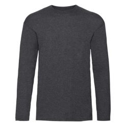Koszulka Z Długim Rękawem Dla Dorosłych Unisex Valueweight Polycotton. Szare bluzki damskie Fruit of the Loom, s, bez wzorów, bez kołnierzyka, bez ramiączek. Za 58.99 zł.