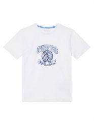 Guess T-Shirt L6RI13 K8HM4 Biały Regular Fit. Białe t-shirty i koszulki chłopięce Guess, z aplikacjami, z bawełny, bez kołnierzyka, bez ramiączek. Za 89.99 zł.
