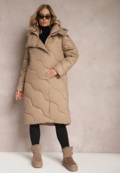 Ciemnobeżowa Kurtka Pikowana Zechia. Brązowe kurtki damskie Renee, na jesień, l, bez wzorów. Za 349.99 zł.