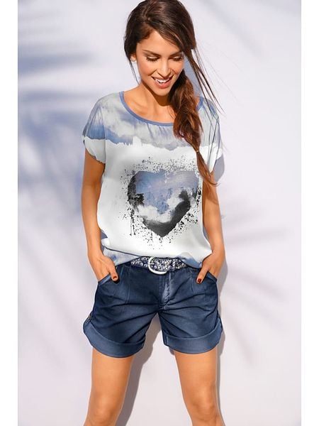 Heine Koszulka w kolorze niebiesko-białym rozmiar: 50. Białe koszulki damskie Heine, bez wzorów, bez kołnierzyka, bez ramiączek. Za 69.91 zł.