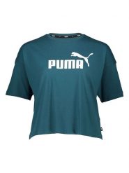 Puma Koszulka "Essential" w kolorze turkusowym rozmiar: M. Niebieskie bluzki damskie Puma, m, bez wzorów, z bawełny, bez kołnierzyka, bez ramiączek. Za 79.03 zł.