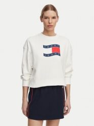 Tommy Jeans Bluza Wavy Flag DW0DW22742 Biały Boxy Fit. Białe bluzy damskie Tommy Jeans, s, bez wzorów, z bawełny, bez kaptura. Za 409.99 zł.