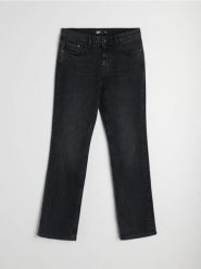 Jeansy comfort straight z efektem sprania - czarny. Czarne jeansy damskie Sinsay. Za 59.99 zł.