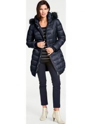 Heine Płaszcz zimowy w kolorze granatowym rozmiar: 36. Niebieskie płaszcze damskie Heine, na zimę, bez wzorów, z puchu, bez kaptura. Za 173.99 zł.
