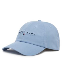Czapka z daszkiem Tommy Jeans. Niebieskie czapki z daszkiem damskie Tommy Jeans, bez wzorów, z jeansu. Za 109.99 zł.