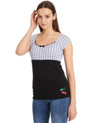Pussy Deluxe Koszulka w kolorze czarno-błękitnym rozmiar: XL. Czarne bluzki damskie Pussy Deluxe, xl, bez wzorów, bez kołnierzyka, bez ramiączek. Za 65.85 zł.