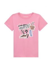 Guess T-Shirt J6YI02 K3667 Różowy Regular Fit. Czerwone koszulki i t-shirty dziewczęce Guess, z aplikacjami, z bawełny, bez kołnierzyka, bez ramiączek. Za 84.99 zł.
