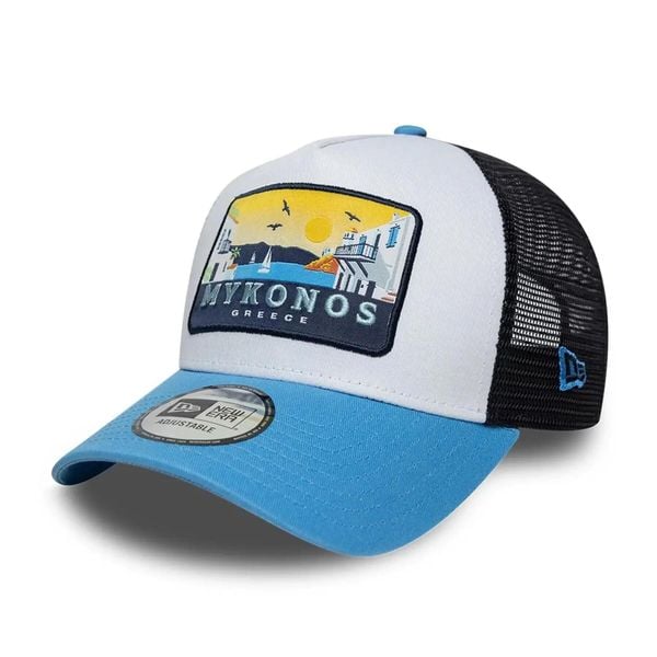 Czapka Trucker New Era NE Location Patch. Niebieskie czapki damskie New Era, z aplikacjami, z bawełny. Za 223.99 zł.