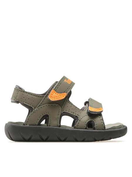 Timberland Sandały Perkins Row 2-Strap TB0A24Y7A581 Zielony. Zielone sandały chłopięce Timberland, z materiału, bez zapięcia. Za 199.99 zł.