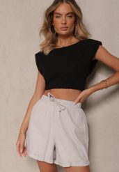 Szare Szorty z Bawełny z Gumką w Talii Sarilora. Szare szorty damskie Renee, bez wzorów, z bawełny. Za 39.99 zł.
