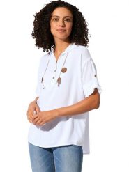 WITT WEIDEN Bluzka w kolorze białym rozmiar: 50. Białe bluzki damskie WITT WEIDEN, z aplikacjami, ze skóry, bez kołnierzyka, bez ramiączek. Za 69.99 zł.