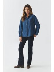 TATUUM Koszula dżinsowa w kolorze granatowym rozmiar: 44. Niebieskie koszule damskie TATUUM, bez wzorów, bez kołnierzyka, bez ramiączek. Za 220.63 zł.