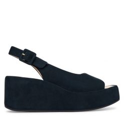 Sandały HÖGL. Niebieskie sandały damskie Högl, bez wzorów, bez obcasa, na koturnie, bez zapięcia. Za 849.99 zł.