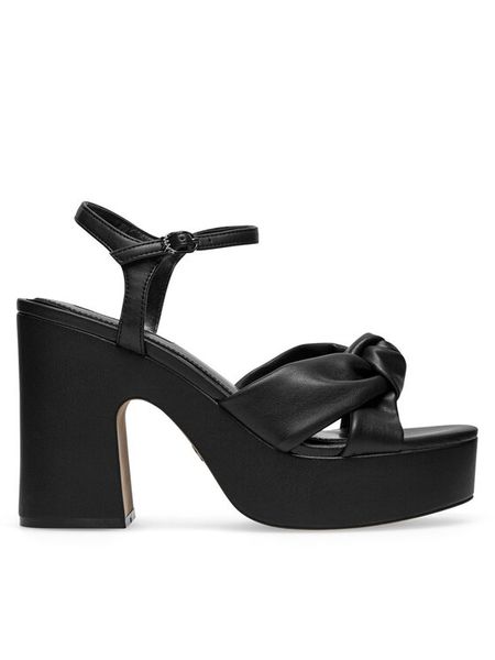 Nine West Sandały WFA2634-1 Czarny. Czarne sandały damskie Nine West, bez wzorów, z syntetyku, bez obcasa, na słupku, bez zapięcia. Za 149.99 zł.