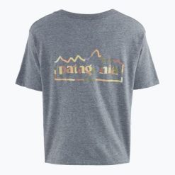 Koszulka damska Patagonia Unity Fitz Easy Cut Responsibili. Szare bluzki damskie Patagonia, bez wzorów, sportowe, bez kołnierzyka, bez ramiączek. Za 169.99 zł.