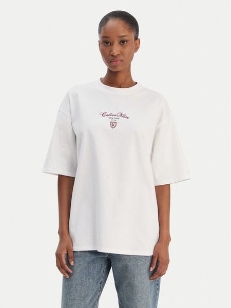Calvin Klein Jeans T-Shirt LV047E232G Biały Relaxed Fit. Białe t-shirty damskie Calvin Klein Jeans, s, bez wzorów, z bawełny, bez kołnierzyka. Za 179.99 zł.
