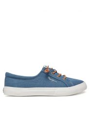 Pepe Jeans Sneakersy Kenton Denim PLS31602 Niebieski. Niebieskie obuwie sportowe damskie Pepe Jeans, z denimu, bez zapięcia. W wyprzedaży za 199.99 zł.