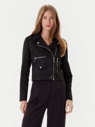 Morgan Kurtka z imitacji skóry 241-GOUSMI Czarny Regular Fit. Czarne kurtki damskie Morgan, bez wzorów, ze skóry, bez kaptura. Za 299.99 zł.