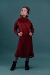 Sukienka Mała Olga bordo z czarnym. Czarne sukienki dziewczęce Hultaj Polski, bez wzorów, z bawełny, bez ramiączek. Za 269.00 zł.