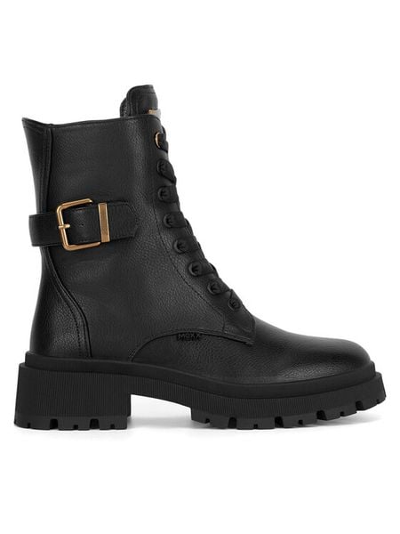 MEXX Trzewiki CEO-MI001712943W Czarny. Czarne botki damskie Mexx, z materiału, bez obcasa, na płaskiej podeszwie, bez zapięcia. Za 329.99 zł.