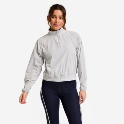 Bluza damska Domyos fitness. Szare bluzy damskie DOMYOS, m, bez wzorów, z elastanu, bez kaptura. Za 129.99 zł.