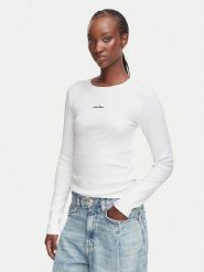Guess Jeans Bluzka W6YP14 K3821 Biały Slim Fit. Białe bluzki damskie Guess Jeans, xs, z aplikacjami, z bawełny, bez kołnierzyka, bez ramiączek. Za 169.99 zł.
