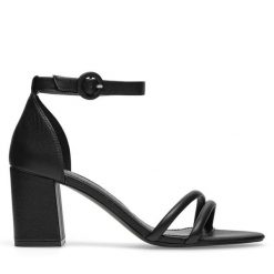 Sandały Sergio Bardi. Czarne sandały damskie Sergio Bardi, bez wzorów, bez obcasa, na słupku, bez zapięcia. Za 269.99 zł.