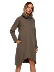 Made of emotion Sukienka w kolorze khaki rozmiar: M. Brązowe sukienki damskie Made Of Emotion, bez wzorów, bez ramiączek. Za 140.20 zł.