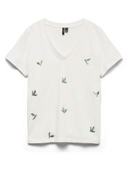 Vero Moda Koszulka w kolorze białym rozmiar: S. Białe bluzki damskie Vero Moda, s, bez wzorów, z bawełny, bez kołnierzyka, bez ramiączek. Za 81.95 zł.