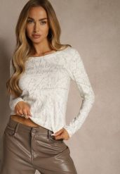 Biała Bluzka Longsleeve Ozdobiona Geometrycznym Motywem Uninessa. Białe bluzki damskie Renee, l, bez wzorów, z jeansu, bez kołnierzyka, bez ramiączek. Za 59.99 zł.