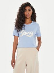 Guess T-Shirt W4YI09 JA914 Niebieski Regular Fit. Niebieskie t-shirty damskie Guess, xl, z aplikacjami, z bawełny, bez kołnierzyka. Za 119.99 zł.