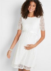 Sukienka ślubna koronkowa 2 w 1, ciążowa i do karmienia piersią. Białe sukienki damskie bonprix, bez wzorów, z koronki, eleganckie, bez ramiączek. Za 389.99 zł.