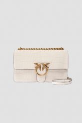 PINKO Biała damska kopertówka Love One Mini DC Cocco Nabuccato. Białe torebki wieczorowe damskie Pinko, bez wzorów, z tłoczeniem, bez dodatków. W wyprzedaży za 979.99 zł.