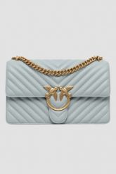 PINKO Błękitna torebka Love One Classic. Niebieskie listonoszki damskie Pinko, bez wzorów, ze skóry, bez dodatków. W wyprzedaży za 1,359.99 zł.