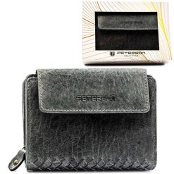 Portfel skórzany Peterson PTN WD2-VLCN szary. Szare portfele damskie Peterson, bez wzorów, ze skóry. Za 125.99 zł.
