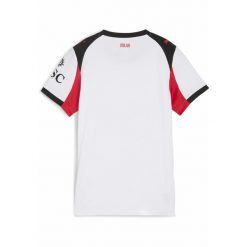 Damska koszulka wyjazdowa AC Milan 25/26 PUMA White For All Time Red. Białe bluzki damskie Puma, bez wzorów, sportowe, bez kołnierzyka, bez ramiączek. Za 439.00 zł.