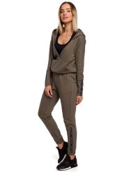 Made of emotion Spodnie dresowe w kolorze khaki rozmiar: M. Brązowe spodnie dresowe damskie Made Of Emotion, m, bez wzorów, z dresówki. Za 87.81 zł.
