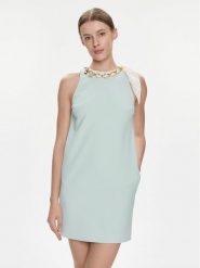 Elisabetta Franchi Sukienka koktajlowa AB-573-41E2-V400 Niebieski Regular Fit. Niebieskie sukienki damskie Elisabetta Franchi, bez wzorów, z syntetyku, wizytowe, bez ramiączek. Za 2,639.00 zł.